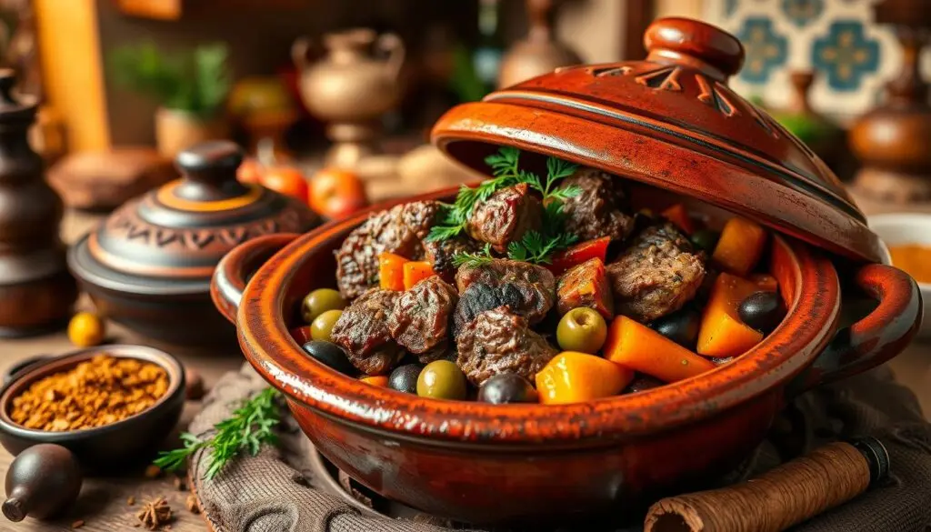 Lamb tagine with olives and vegetables