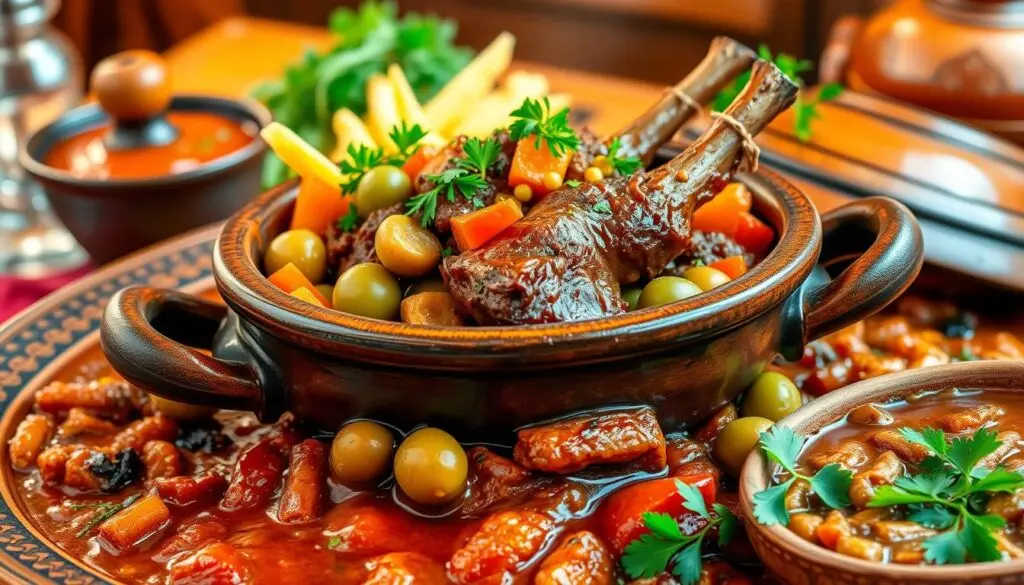 Lamb tagine with olives and vegetables