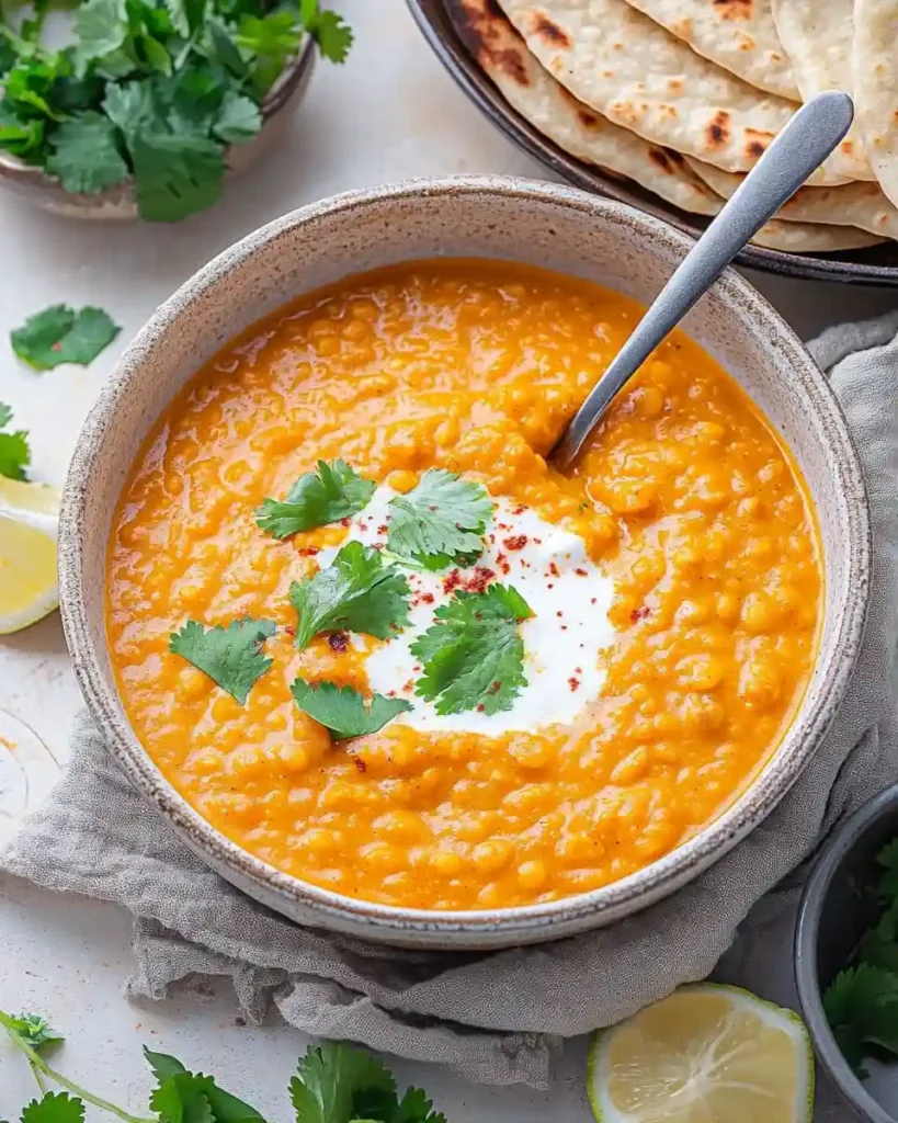 Red lentil curry with coconut milk