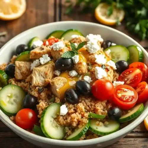 Greek chicken quinoa bowls